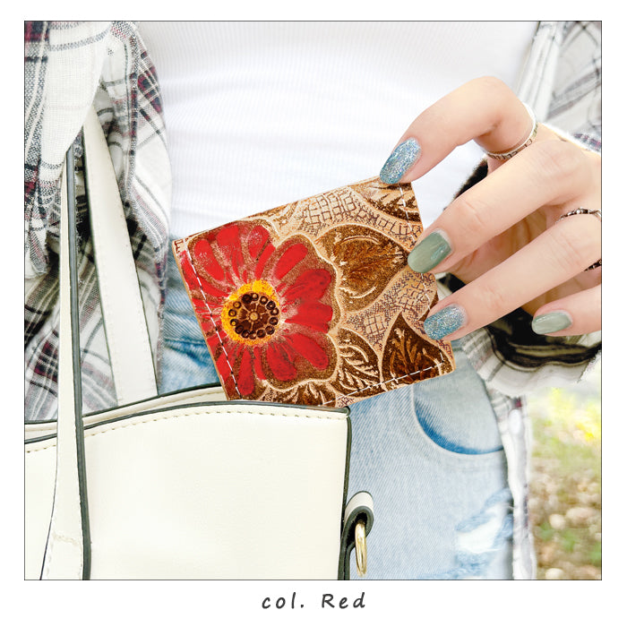 【財布の百貨店公式】 ボックス型 コインケース レトロな花型押し 本革 レディース 小銭入れ コンパクト スリム 薄型 【安心の返品保証付き】