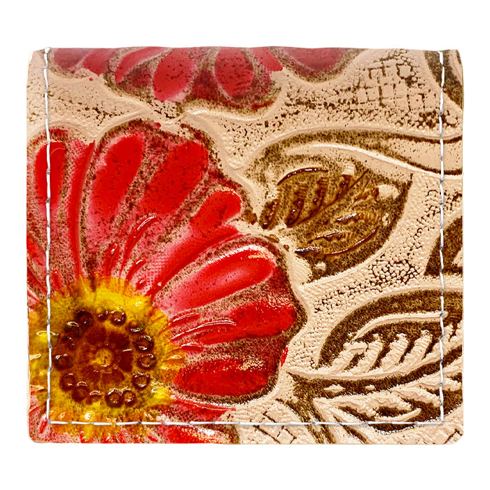 【財布の百貨店公式】 ボックス型 コインケース レトロな花型押し 本革 レディース 小銭入れ コンパクト スリム 薄型 【安心の返品保証付き】