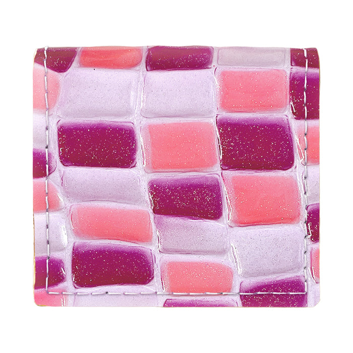 【財布の百貨店公式】 本革 ステンドグラス ボックス型 コインケース レディース 小銭入れ コンパクト スリム 薄型 型押し エナメル ピンク イエロー パープル グリーン ブルー シルバー 【安心の返品保証付き】