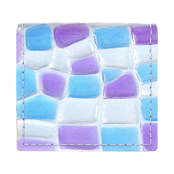 【財布の百貨店公式】 本革 ステンドグラス ボックス型 コインケース レディース 小銭入れ コンパクト スリム 薄型 型押し エナメル ピンク イエロー パープル グリーン ブルー シルバー 【安心の返品保証付き】