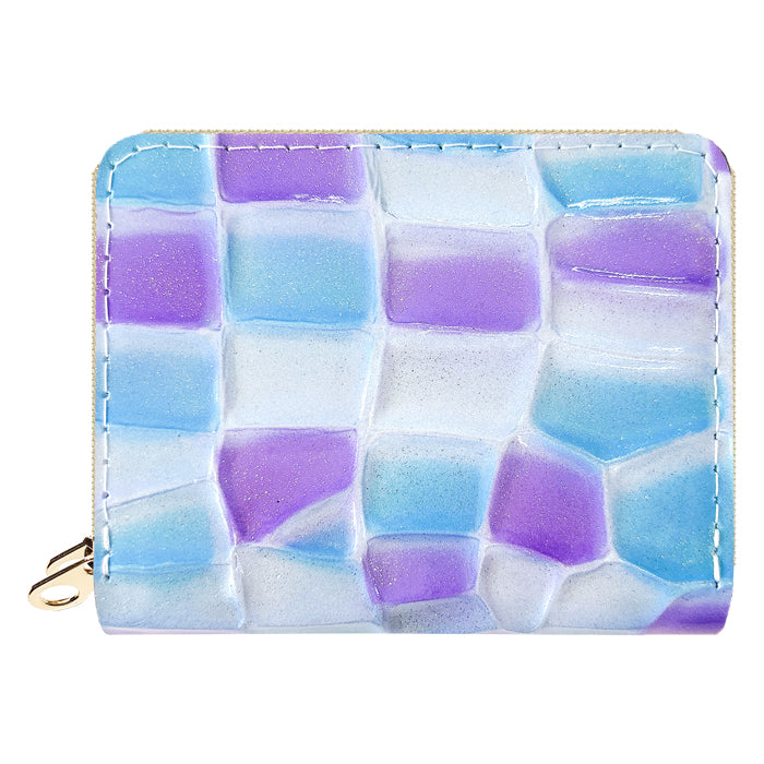 【財布の百貨店公式】 蛇腹 ダブルファスナー 財布 ステンドグラス 本革 カード収納 ミニ財布 小さい財布 使いやすい 牛革 革財布 ラウンド型財布 エナメル レディース 【安心の返品保証付き】