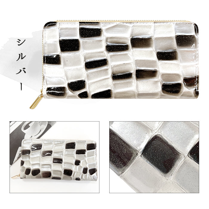 【財布の百貨店公式】 本革 ステンドグラス 蛇腹 カードポケット付き 財布 長財布 ラウンド型ファスナー レディース 大容量 【安心の返品保証付き】