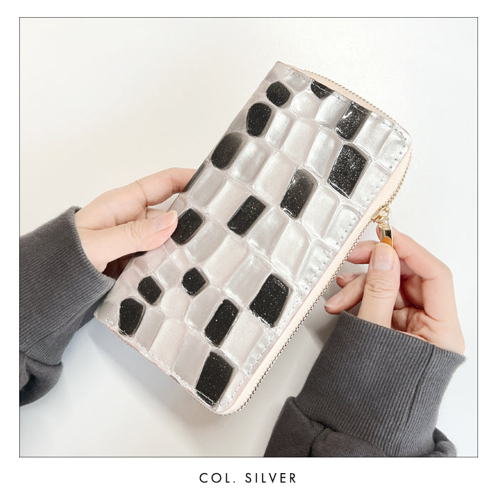 【財布の百貨店公式】 本革 ステンドグラス 蛇腹 カードポケット付き 財布 長財布 ラウンド型ファスナー レディース 大容量 【安心の返品保証付き】