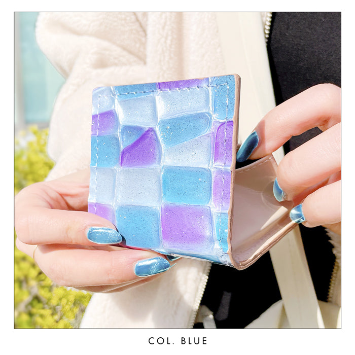 【財布の百貨店公式】 本革 ステンドグラス ボックス型 コインケース レディース 小銭入れ コンパクト スリム 薄型 型押し エナメル ピンク イエロー パープル グリーン ブルー シルバー 【安心の返品保証付き】