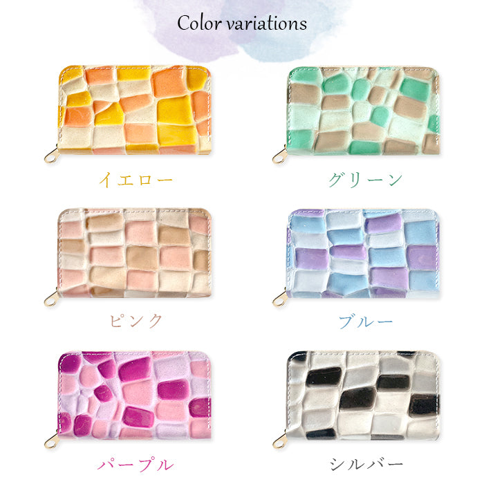 【財布の百貨店公式】 コインケース 本革 ステンドグラス レディース かわいい 小銭入れ コンパクト ケース ミニ財布 ファスナー付き おしゃれ カード入れ 女性 革 レザー 小物入れ ラウンドファスナー エナメル加工 日本製