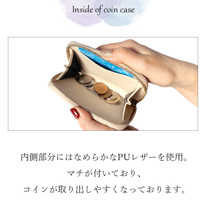 【財布の百貨店公式】 コインケース 本革 ステンドグラス レディース かわいい 小銭入れ コンパクト ケース ミニ財布 ファスナー付き おしゃれ カード入れ 女性 革 レザー 小物入れ ラウンドファスナー エナメル加工 日本製