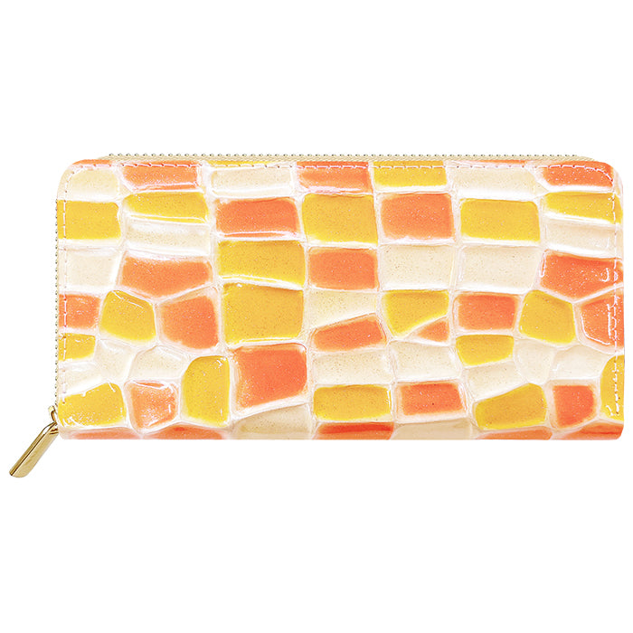 【財布の百貨店公式】 本革 ステンドグラス 蛇腹 カードポケット付き 財布 長財布 ラウンド型ファスナー レディース 大容量 【安心の返品保証付き】