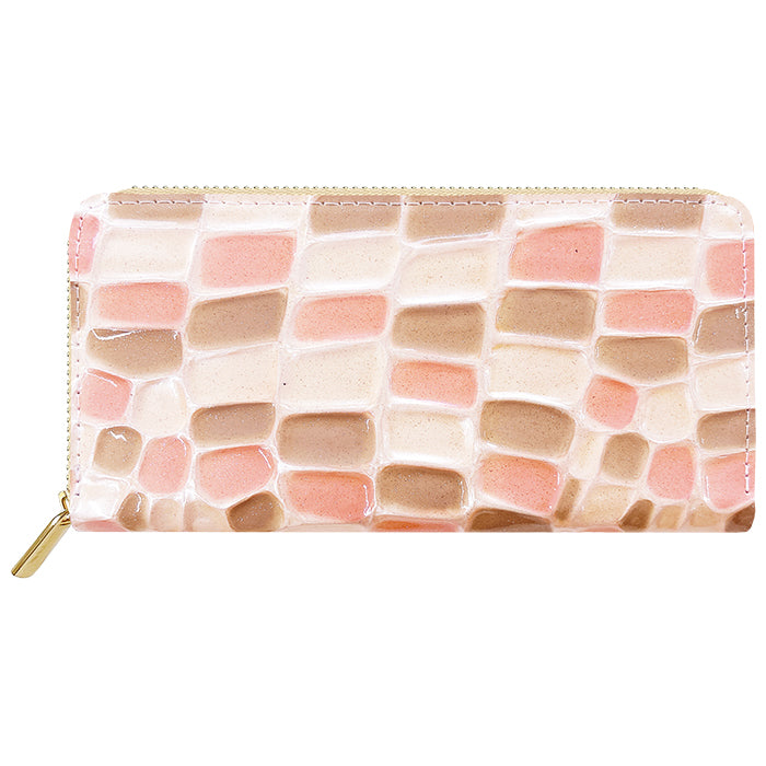 【財布の百貨店公式】 本革 ステンドグラス 蛇腹 カードポケット付き 財布 長財布 ラウンド型ファスナー レディース 大容量 【安心の返品保証付き】