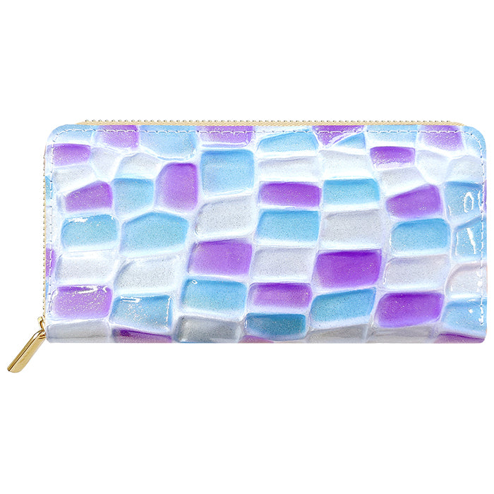 【財布の百貨店公式】 本革 ステンドグラス 蛇腹 カードポケット付き 財布 長財布 ラウンド型ファスナー レディース 大容量 【安心の返品保証付き】