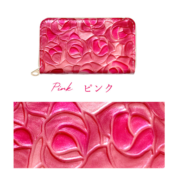 【財布の百貨店公式】 本革 ステンドグラス ローズ コインケース 小銭入れ ミニ財布 レディース ラウンドファスナー |ステンドグラスのような彩りと上品な輝きを放つコインケース