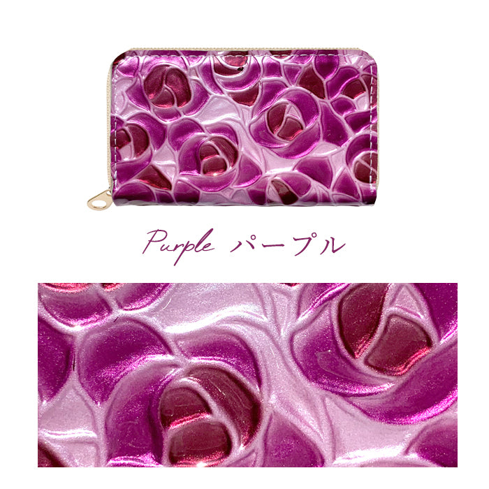【財布の百貨店公式】 コインケース ステンドグラス ローズ 本革 小銭入れ ミニ財布 レディース ラウンドファスナー |ステンドグラスのような彩りと上品な輝きを放つコインケース 【安心の返品保証付き】