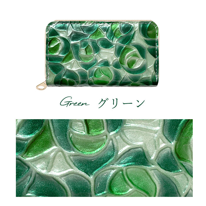 【財布の百貨店公式】 本革 ステンドグラス ローズ コインケース 小銭入れ ミニ財布 レディース ラウンドファスナー |ステンドグラスのような彩りと上品な輝きを放つコインケース