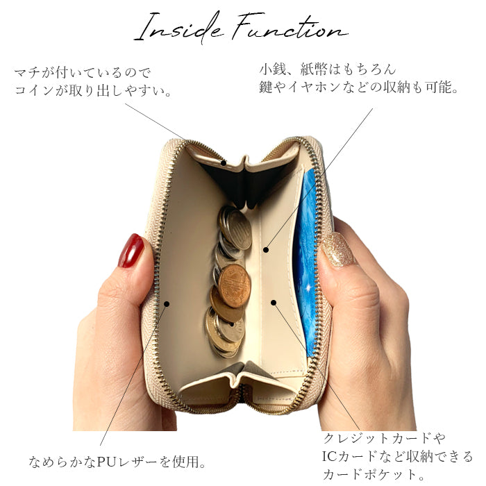 【財布の百貨店公式】 本革 ステンドグラス ローズ コインケース 小銭入れ ミニ財布 レディース ラウンドファスナー |ステンドグラスのような彩りと上品な輝きを放つコインケース