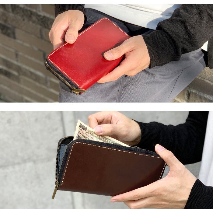 【財布の百貨店公式】 極上の栃木レザー使用!長く愛される本革財布 栃木レザー 長財布 本革 牛革 こだわり親父 ラウンドファスナー 【安心の返品保証付き】