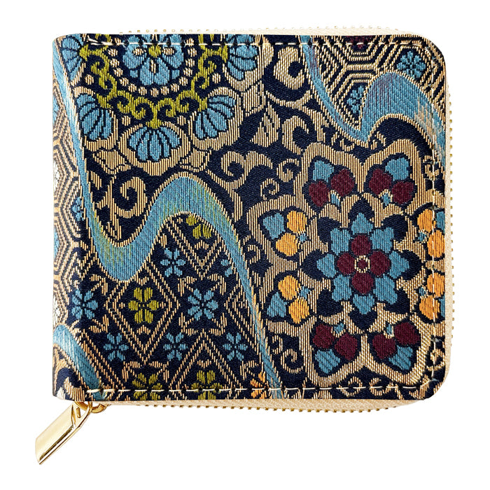 【財布の百貨店公式】西陣織 月影 ラウンド型 二つ折り財布 レディース メンズ 財布 ラウンドファスナー 小銭入れ コンパクト 和柄 日本製 【安心の返品保証付き】