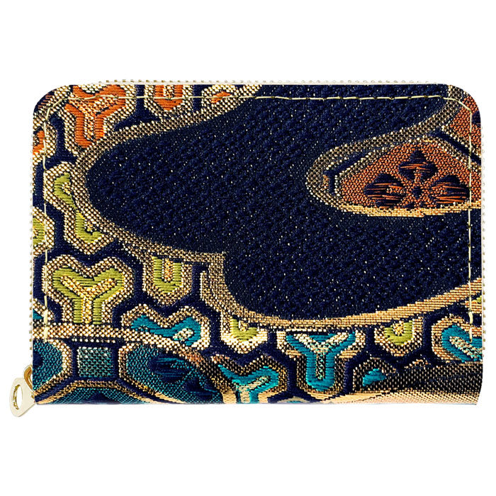 【財布の百貨店公式】 西陣織 宵 ミニ財布 財布 金襴 ミニウォレット コンパクト ラウンドファスナー サイフ さいふ ウォレット 小さい財布 カード収納 ラウンド財布 ミニサイフ 和風 和柄 和 豪華 織物 桜 波割付 変わりのし文 ハンドメイド 【安心の返品保証付き】