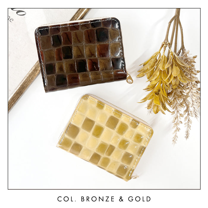 【財布の百貨店公式】 蛇腹 シンプル財布 本革 ちょっと上品なステンドグラス 財布 ラウンド型ファスナー レディース ミニ財布 カード入れ エナメル 牛革 【安心の返品保証付き】