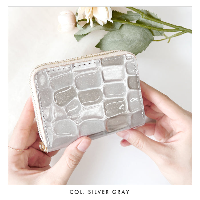 【財布の百貨店公式】 蛇腹 ダブルファスナー 財布 2ndステンドグラス 本革 レディース カード収納 ミニ財布 小さい財布 使いやすい 牛革 革財布 ラウンド型財布 エナメル 【安心の返品保証付き】