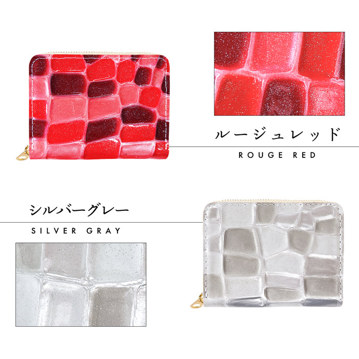 【財布の百貨店公式】 蛇腹 シンプル財布 本革 財布 2ndステンドグラス レディース ラウンド型ファスナー ミニ財布 カード入れ エナメル 牛革 【安心の返品保証付き】