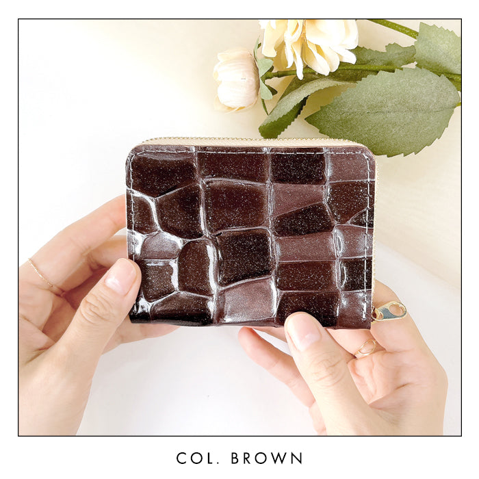 【財布の百貨店公式】 蛇腹 シンプル財布 本革 財布 2ndステンドグラス レディース ラウンド型ファスナー ミニ財布 カード入れ エナメル 牛革 【安心の返品保証付き】