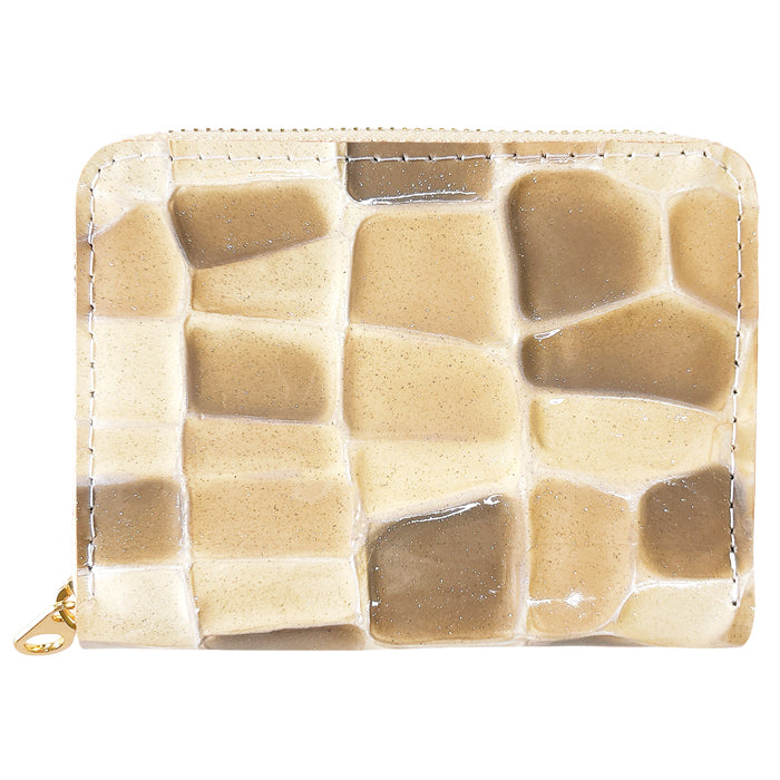 【財布の百貨店公式】 蛇腹 シンプル財布 本革 財布 2ndステンドグラス レディース ラウンド型ファスナー ミニ財布 カード入れ エナメル 牛革 【安心の返品保証付き】