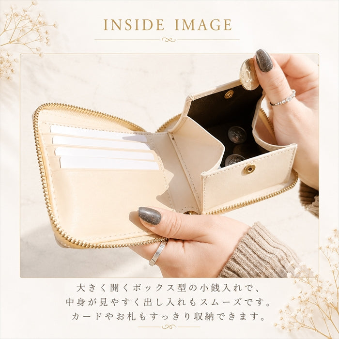 【財布の百貨店公式】本革 3rdステンドグラス ラウンド型 二つ折り財布 ラウンドファスナー 財布 小銭入れ レディース 薄型 エナメル 【安心の返品保証付き】