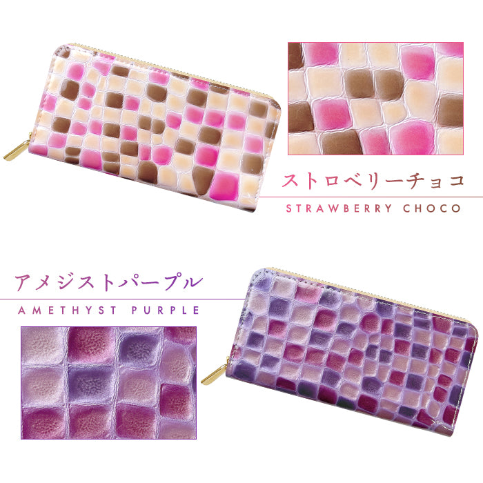 【財布の百貨店公式】 本革 3rdステンドグラス 長財布 レディース 財布 ラウンド型ファスナー カード収納【安心の返品保証付き】
