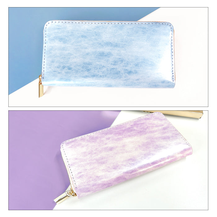 【財布の百貨店公式】 アダマス 長財布 本革 財布 ラウンド型ファスナー レディース メンズ 大理石風 大容量 カード収納【安心の返品保証付き】