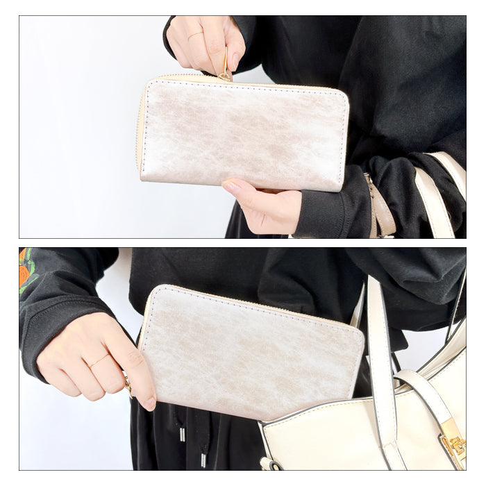 【財布の百貨店公式】 アダマス 長財布 本革 財布 ラウンド型ファスナー レディース メンズ 大理石風 大容量 カード収納【安心の返品保証付き】