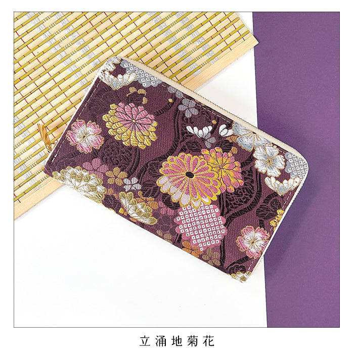 【財布の百貨店公式】 通帳も入る長財布 西陣織 明 パスポート 母子手帳 ケース 大容量 多機能 ラウンドファスナー レディース 和柄 和 金襴【安心の返品保証付き】