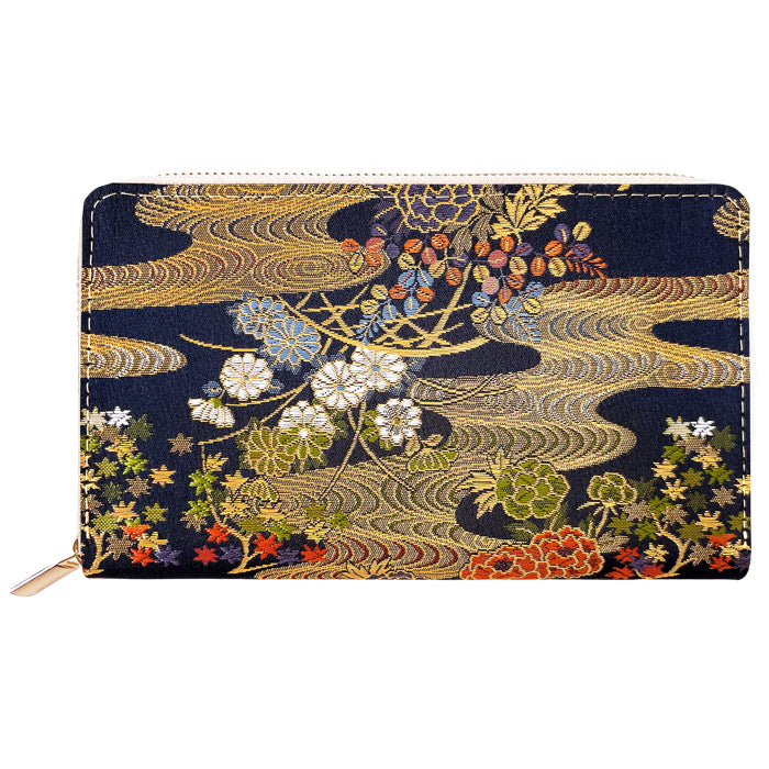 【財布の百貨店公式】 通帳も入る長財布 西陣織 明 パスポート 母子手帳 ケース 大容量 多機能 ラウンドファスナー レディース 和柄 和 金襴【安心の返品保証付き】
