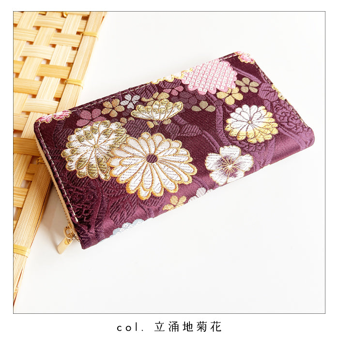 【財布の百貨店公式】 西陣織 明 スリム長財布 薄型 レディース 財布 ラウンド型ファスナー カード収納 和柄 和風【安心の返品保証付き】
