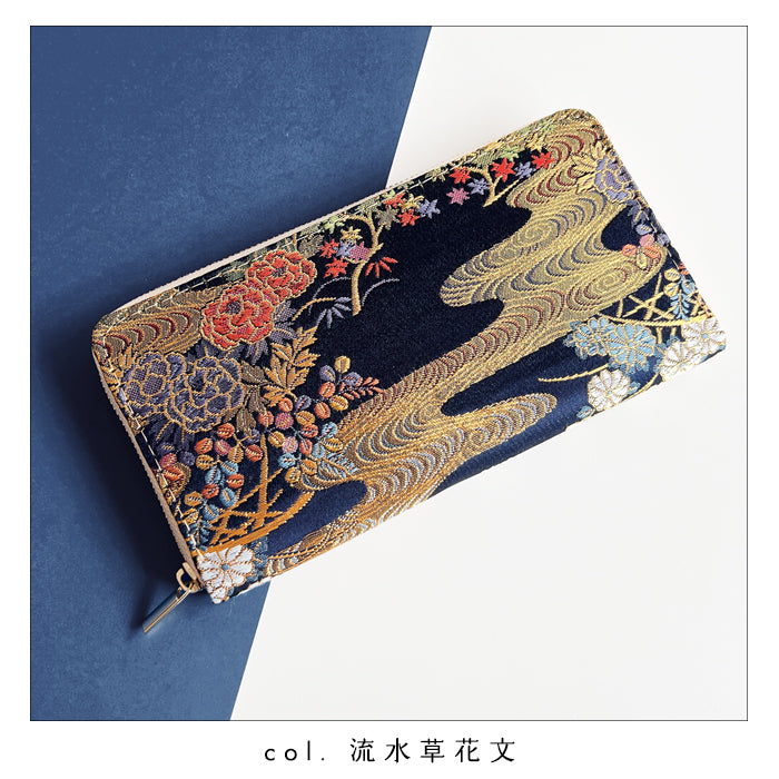 【財布の百貨店公式】 西陣織 明 スリム長財布 薄型 レディース 財布 ラウンド型ファスナー カード収納 和柄 和風【安心の返品保証付き】