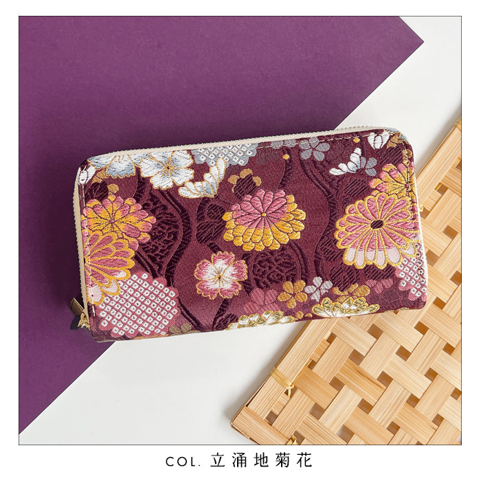 【財布の百貨店公式】 西陣織 蛇腹ダブルファスナー長財布 レディース 財布 メンズ カード収納 ラウンド型財布 和 和柄 和風 【安心の返品保証付き】