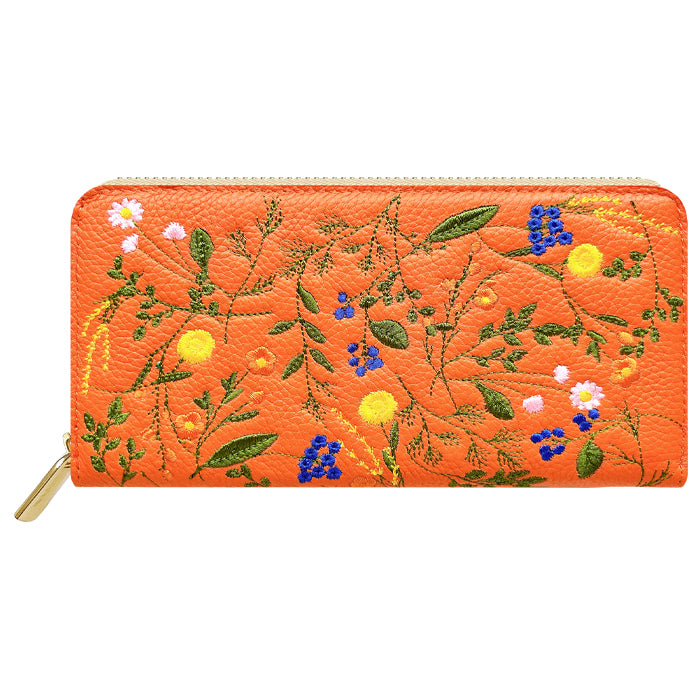 【財布の百貨店公式】 本革 長財布 ボタニカル刺繡 財布 ラウンド型長財布 レディース 型押し カード収納 花 [WL-R1-S4]【安心の返品保証付き】
