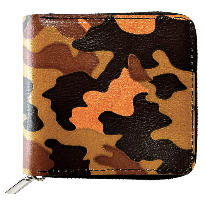 財布の百貨店公式】本革 カモフラージュ ラウンド型 二つ折り財布 財布