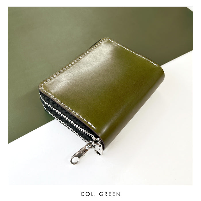 【財布の百貨店公式】 本革 コードバン 蛇腹 ダブルファスナー 財布 馬革 メンズ カード収納 ミニ財布 小さい財布 ラウンド型財布 ホースレザー 【安心の返品保証付き】