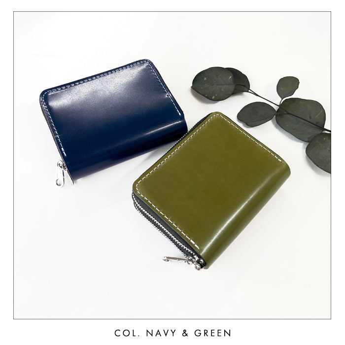 【財布の百貨店公式】 本革 コードバン 蛇腹 ダブルファスナー 財布 馬革 メンズ カード収納 ミニ財布 小さい財布 ラウンド型財布 ホースレザー 【安心の返品保証付き】