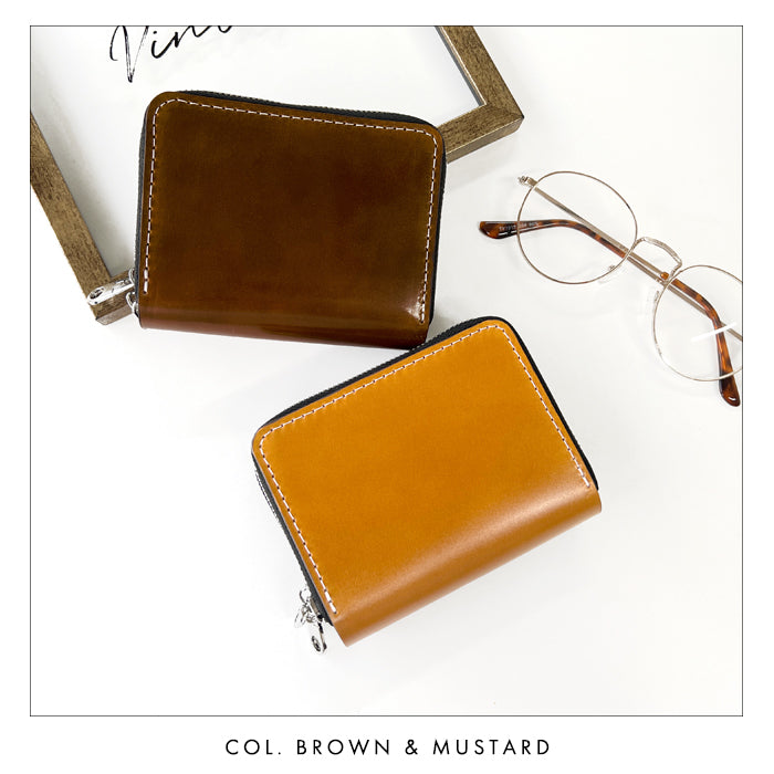 【財布の百貨店公式】 本革 コードバン 蛇腹 ダブルファスナー 財布 馬革 メンズ カード収納 ミニ財布 小さい財布 ラウンド型財布 ホースレザー 【安心の返品保証付き】