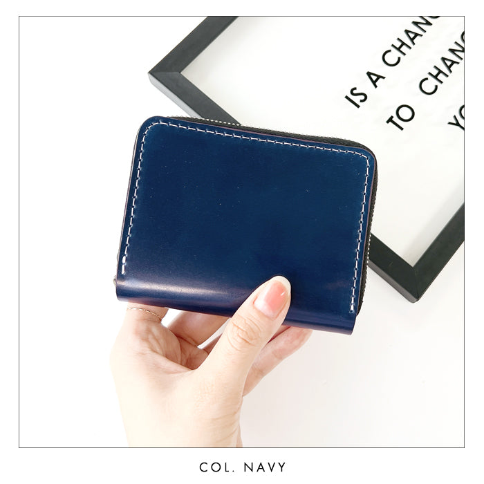 【財布の百貨店公式】 本革 コードバン 蛇腹 ダブルファスナー 財布 馬革 メンズ カード収納 ミニ財布 小さい財布 ラウンド型財布 ホースレザー 【安心の返品保証付き】