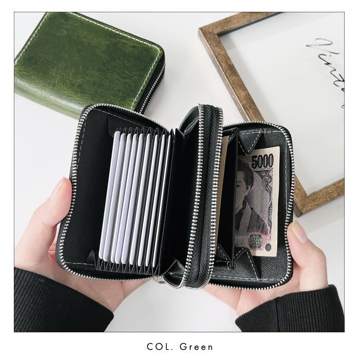 【財布の百貨店公式】 蛇腹 ダブルファスナー 財布 本革 イタリア産 ダグラスレザー カード収納 ミニ財布 小さい財布 使いやすい 牛革 革財布 ラウンド型財布 【安心の返品保証付き】