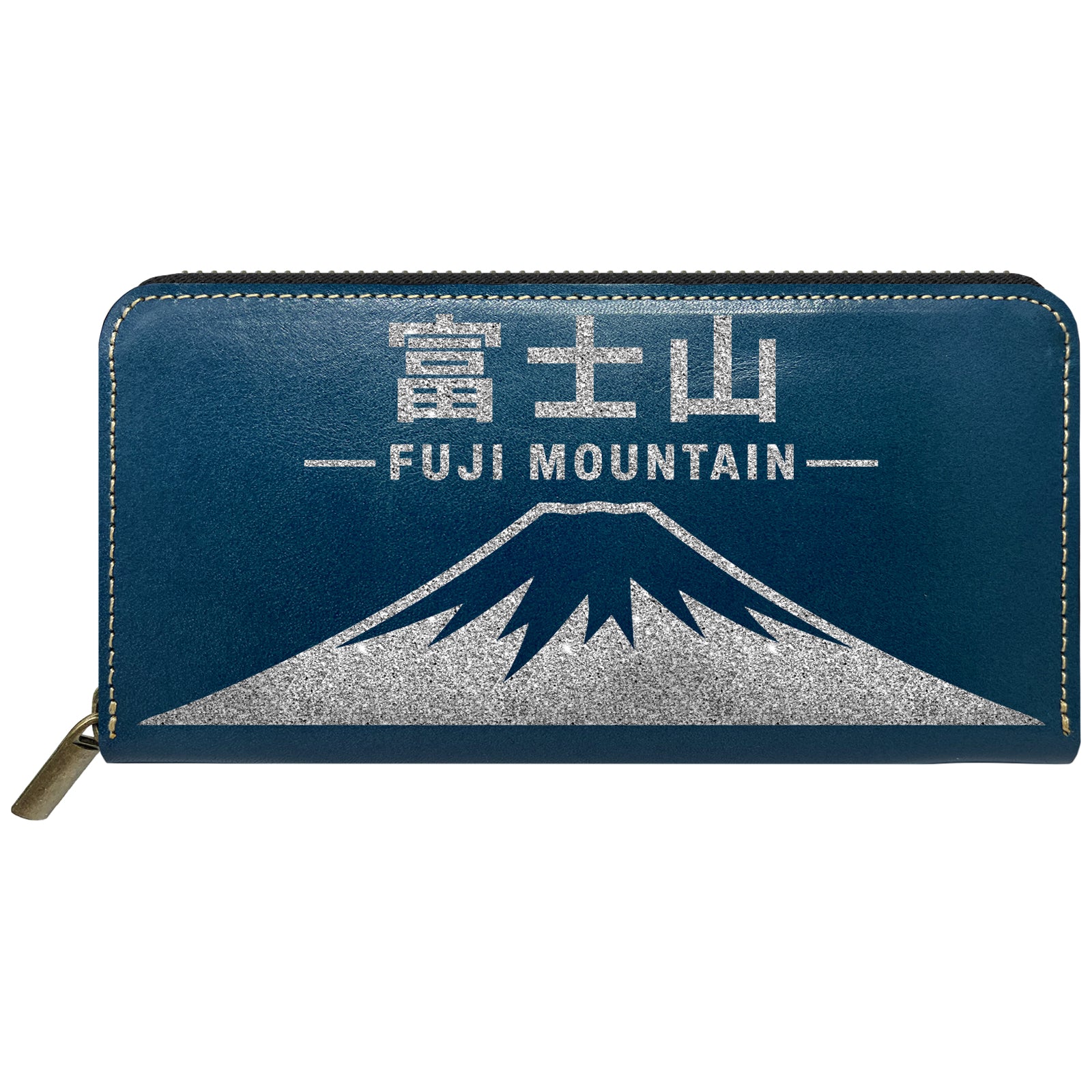 【財布の百貨店公式】 栃木レザー 本革 富士山 ステッカー ラウンド型長財布 財布 長財布 カード収納【安心の返品保証付き】