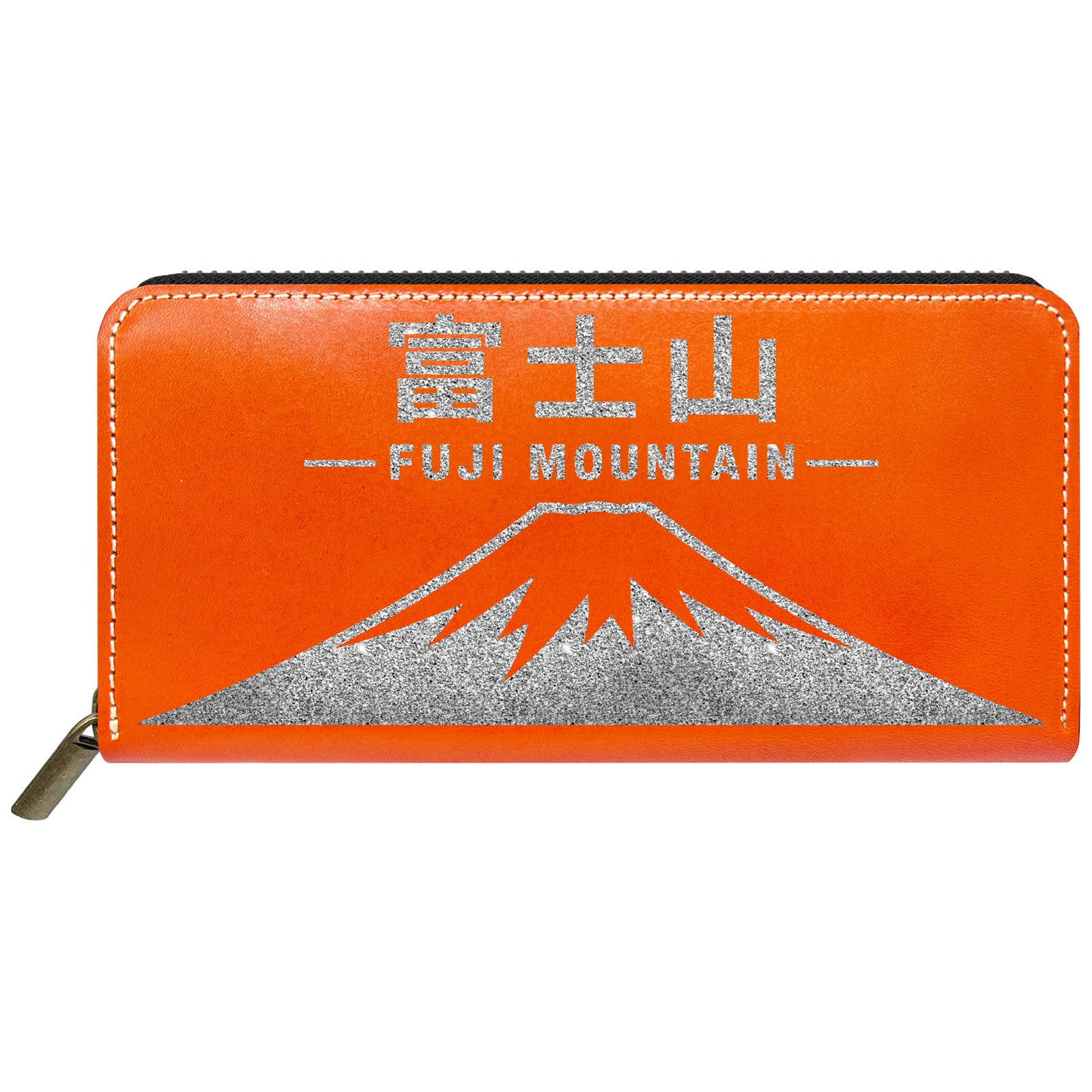【財布の百貨店公式】 栃木レザー 本革 富士山 ステッカー ラウンド型長財布 財布 長財布 カード収納【安心の返品保証付き】