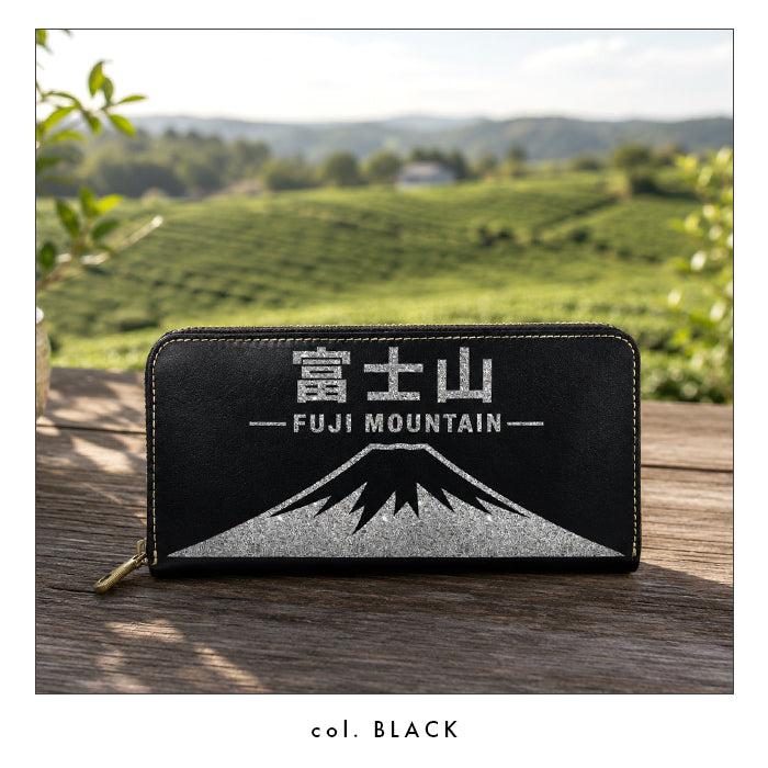 【財布の百貨店公式】 栃木レザー 本革 富士山 ステッカー ラウンド型長財布 財布 長財布 カード収納【安心の返品保証付き】