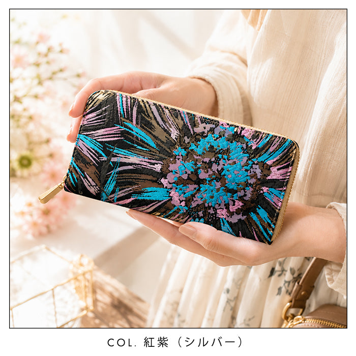 【財布の百貨店公式】 長財布 西陣織 花火 ラウンド型長財布 財布 カード収納 和柄 和風 織物 伝統 【安心の返品保証付き】