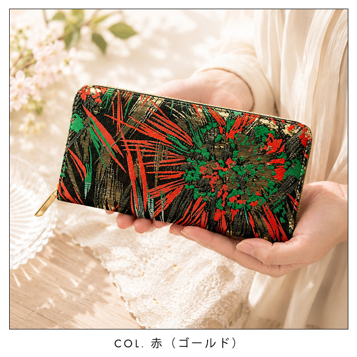 【財布の百貨店公式】 長財布 西陣織 花火 ラウンド型長財布 財布 カード収納 和柄 和風 織物 伝統 【安心の返品保証付き】
