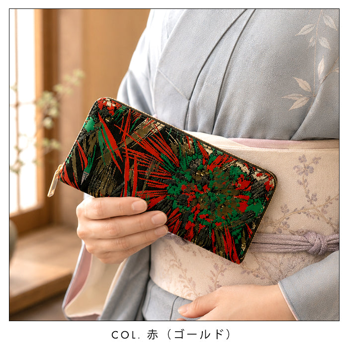 【財布の百貨店公式】 長財布 西陣織 花火 ラウンド型長財布 財布 カード収納 和柄 和風 織物 伝統 【安心の返品保証付き】