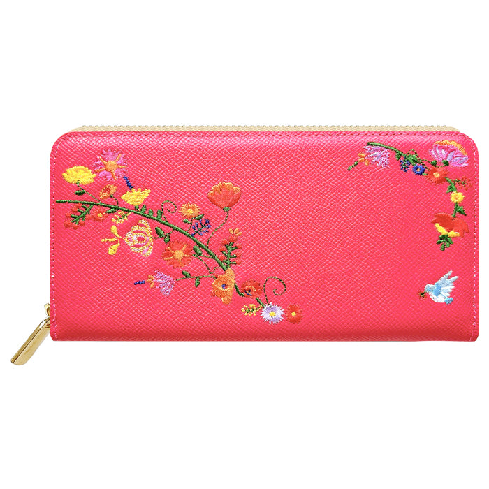 【財布の百貨店公式】 本革 花刺繡 長財布 財布 ラウンド型ファスナー レディース カード収納【WL-R1-S2】【安心の返品保証付き】