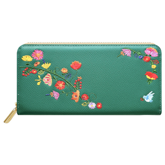 【財布の百貨店公式】 本革 花刺繡 長財布 財布 ラウンド型ファスナー レディース カード収納【WL-R1-S2】【安心の返品保証付き】