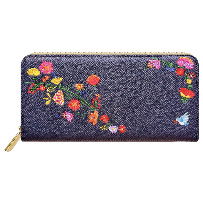 【財布の百貨店公式】 本革 花刺繡 長財布 財布 ラウンド型ファスナー レディース カード収納【WL-R1-S2】【安心の返品保証付き】